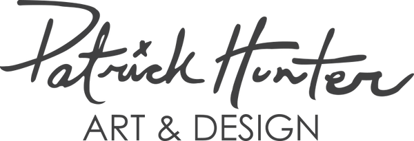 Logo mark with Patrick's signature and all-caps fontface subtitle stating Art & Design.